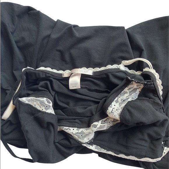 Victoria’ Secret Black Nightie With White Lace Trim Size Medium - Picture 6 of 9